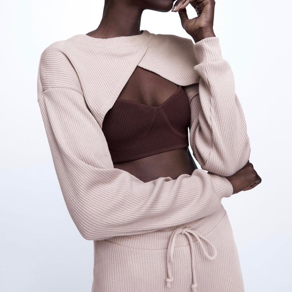 Zara Ribbed Cropped Top - Size M - NWT - Picture 3 of 8